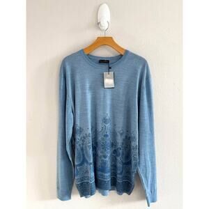 Gem Malki Men’s Paisley 100% Wool Lightweight Preppy Sweater NWT Sz XXL‎